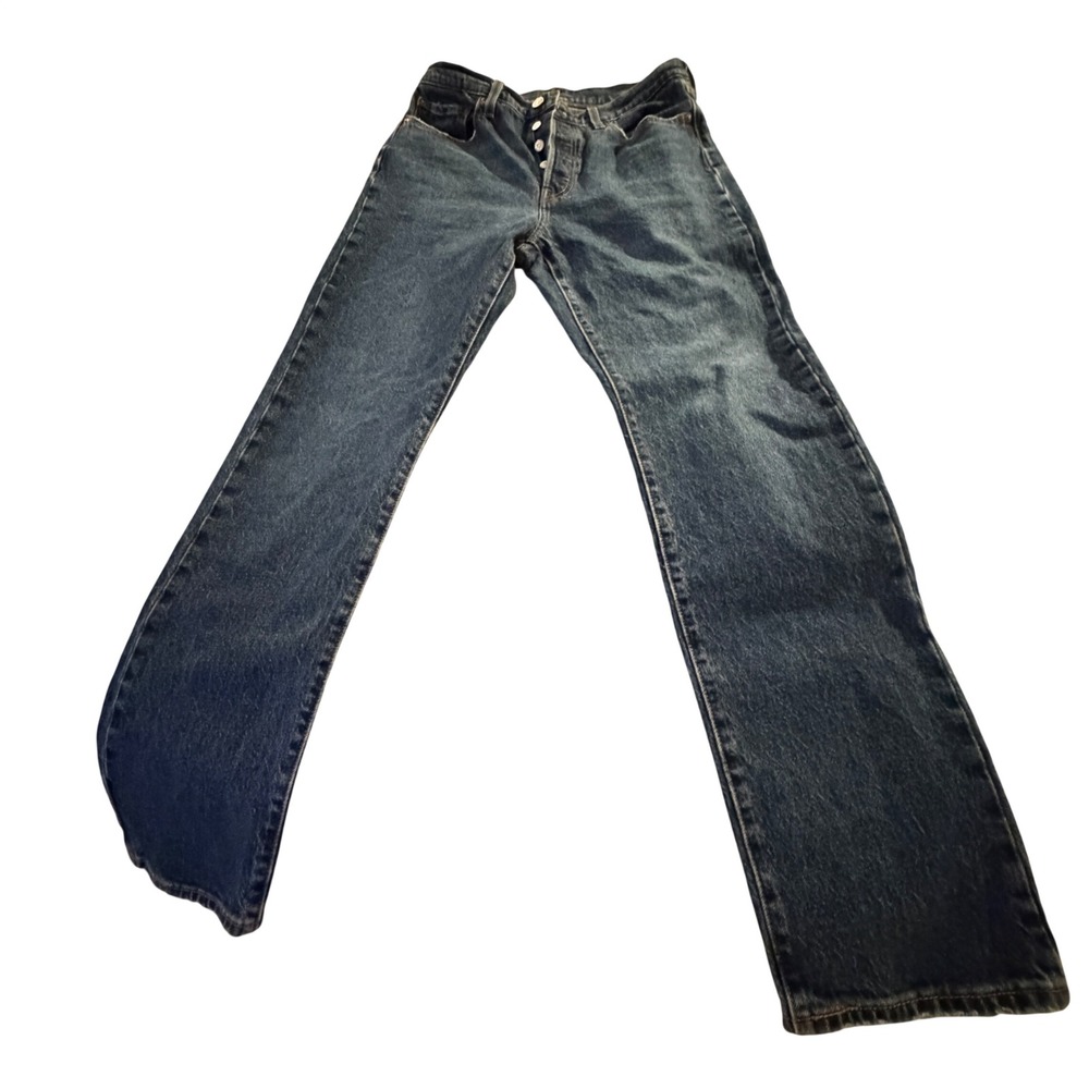 Levis 501 Original Fit Jeans Mens W29 L32 Dark Wash Blue Button Fly Straight Leg